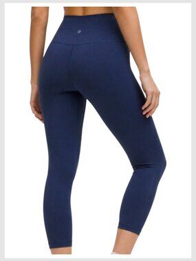 Lululemon Wunder Under Crop 21" Navy High Rise Yoga Leggings 10